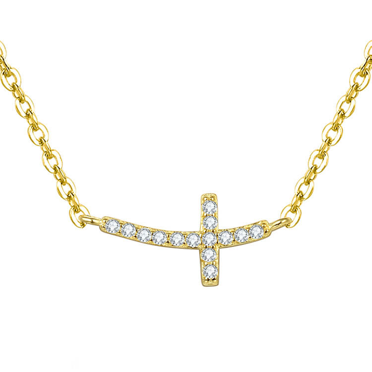 Beneto Pozlacený stříbrný náhrdelník s křížkem AGS546/47-GOLD.