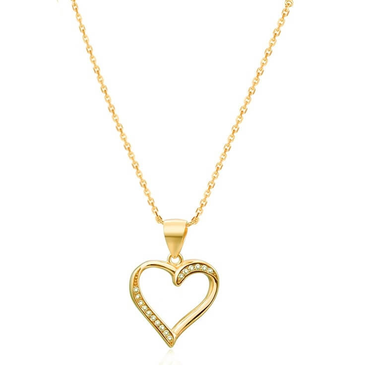 Beneto Pozlacený stříbrný náhrdelník se srdcem AGS289/47-GOLD (řetízek, přívěsek)