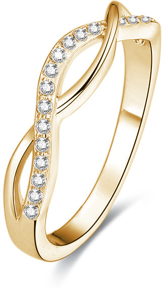 Beneto Pozlacený stříbrný prsten s krystaly AGG192 52 mm