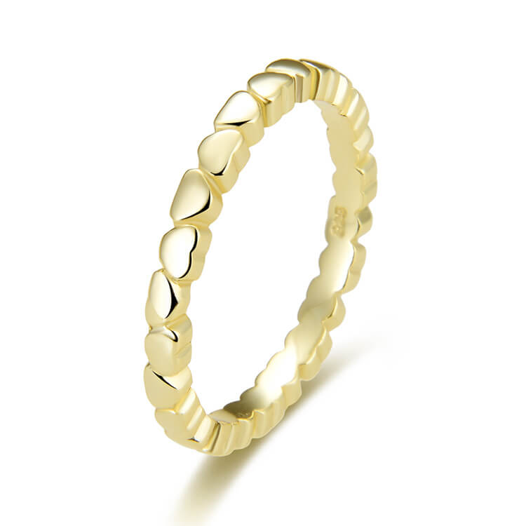Beneto Pozlacený stříbrný prsten se srdíčky AGG344-GOLD 60 mm