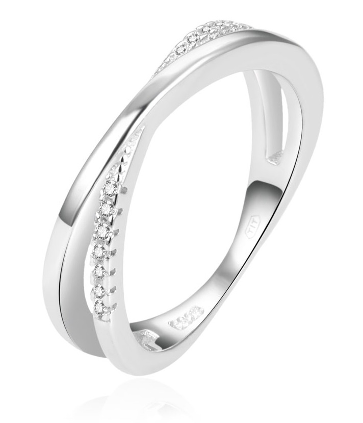 Beneto Půvabný dvojitý prsten ze stříbra AGG225 54 mm