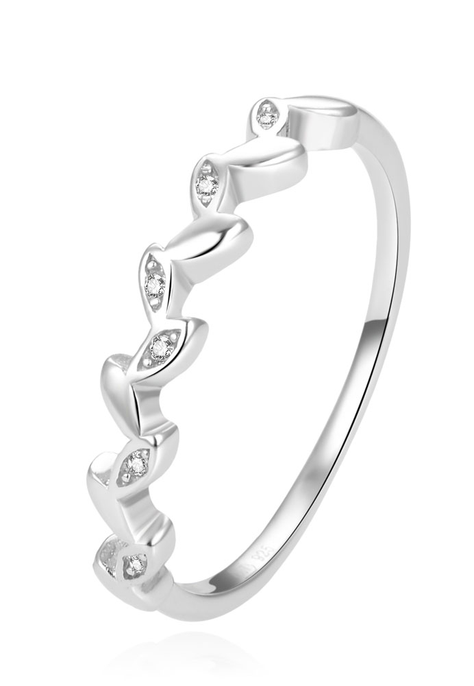 Beneto Půvabný stříbrný prsten s čirými zirkony AGG389 54 mm