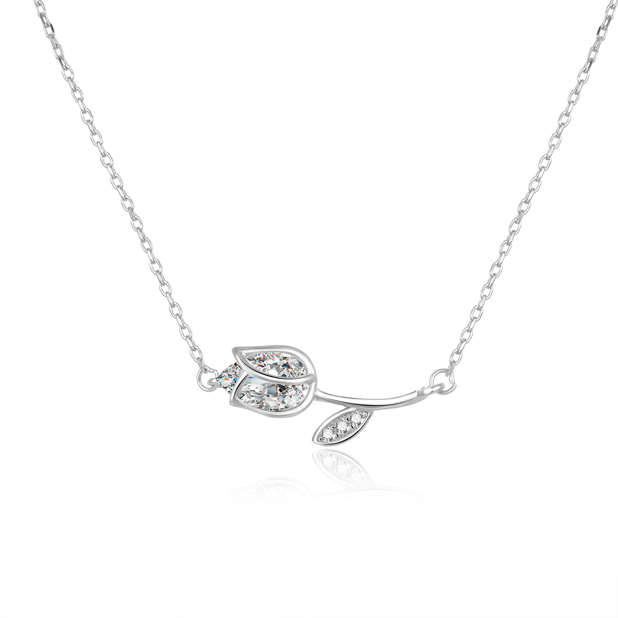 Beneto Romantický strieborný náhrdelník s čírymi zirkónmi AGS486 / 47L