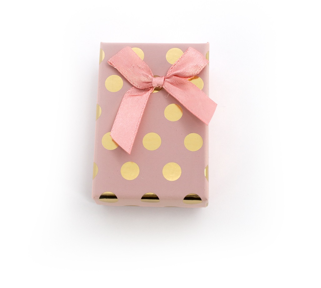 Levně Beneto Růžová dárková krabička se zlatými puntíky KP7-8