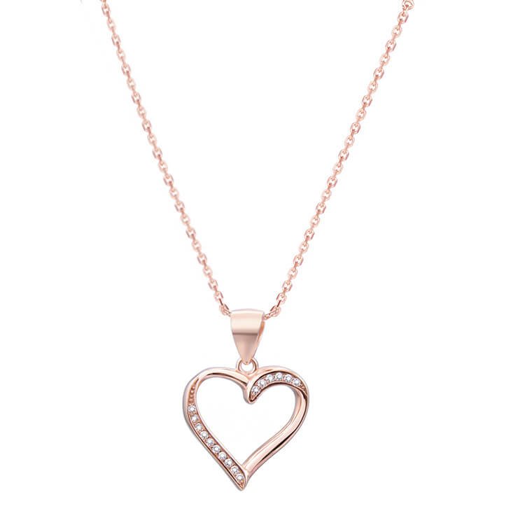 Beneto Collana in argento placcato oro rosa con un cuore AGS289 / 47-ROSE (catena, pendente)