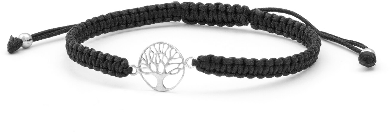 Beneto Exclusive Bracciale cordino nero kabbalah Albero della vita AGB535