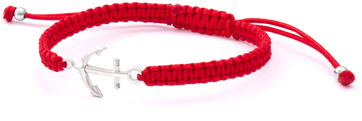 Beneto Exclusive Bracciale cordino rosso kabbalah Ancora AGB548