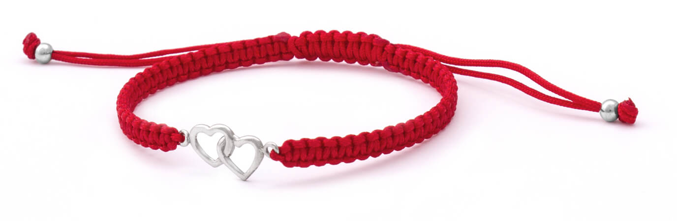 Beneto Exclusive Bracciale cordino rosso kabbalah Cuore AGB547