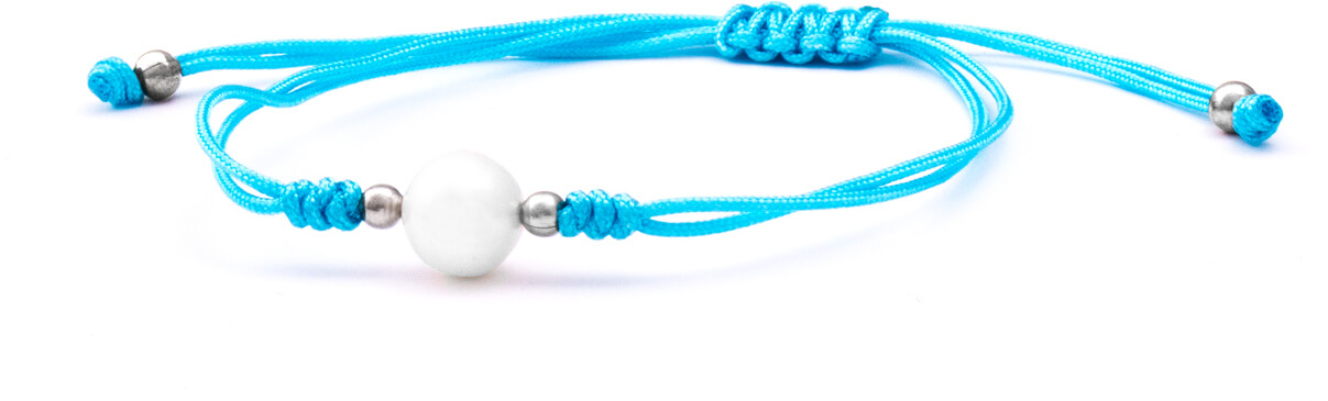 Beneto Šnúrkový modrý kabala náramok s pravou perlou AGB567