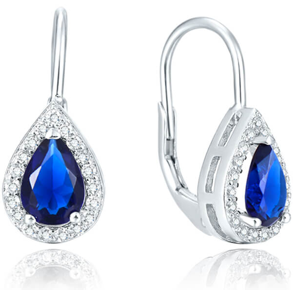 Beneto Orecchini con pendente zircone blu in argento AGUC2226