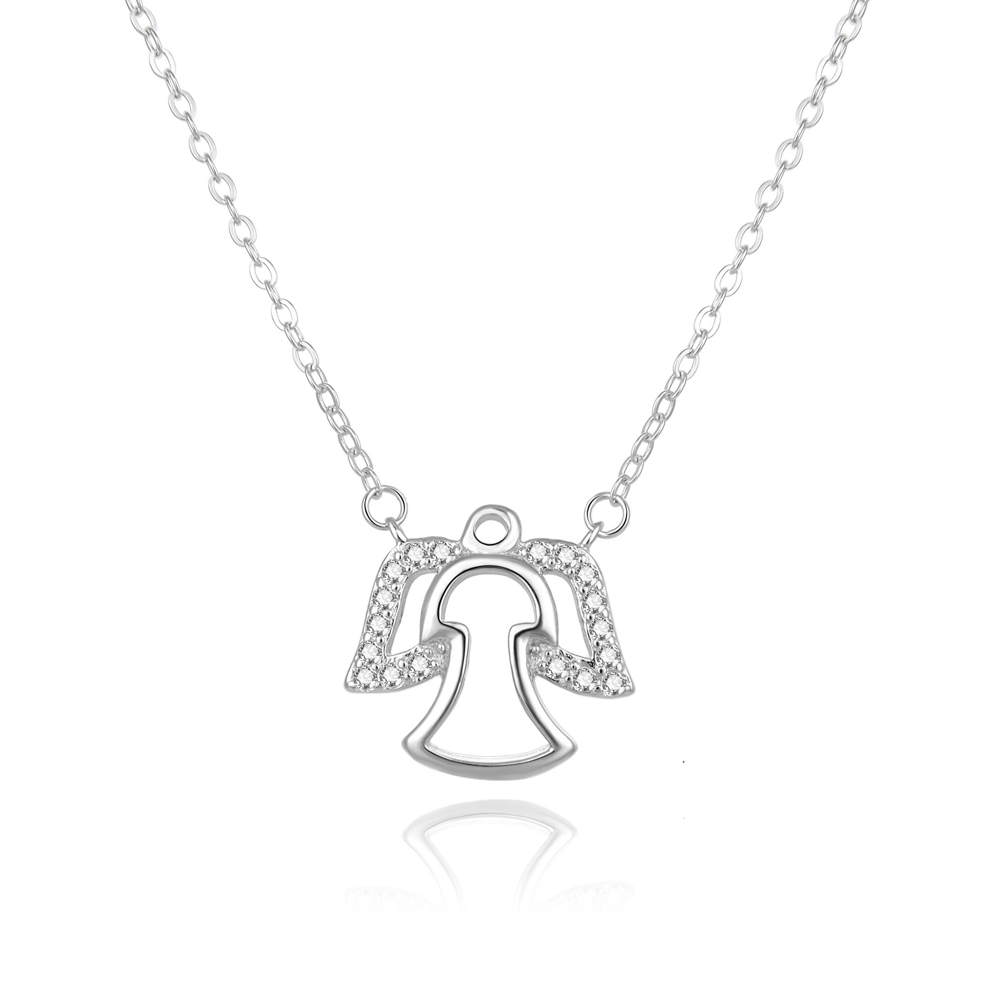 Levně Beneto Stříbrný náhrdelník s andělíčkem AGS848/47