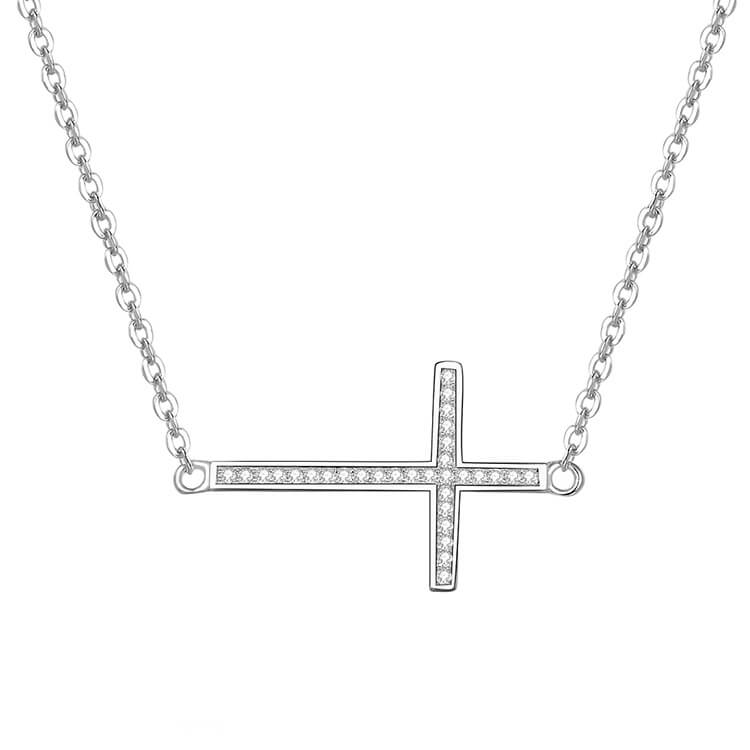 Levně Beneto Stříbrný náhrdelník s křížkem AGS196/47