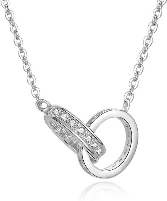 Levně Beneto Stříbrný náhrdelník s propojenými kroužky AGS1228/47