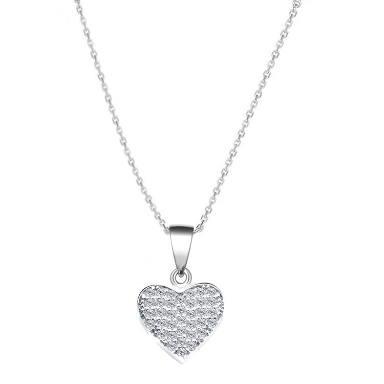 Levně Beneto Stříbrný náhrdelník se srdcem AGS1131/47 (řetízek, přívěsek)