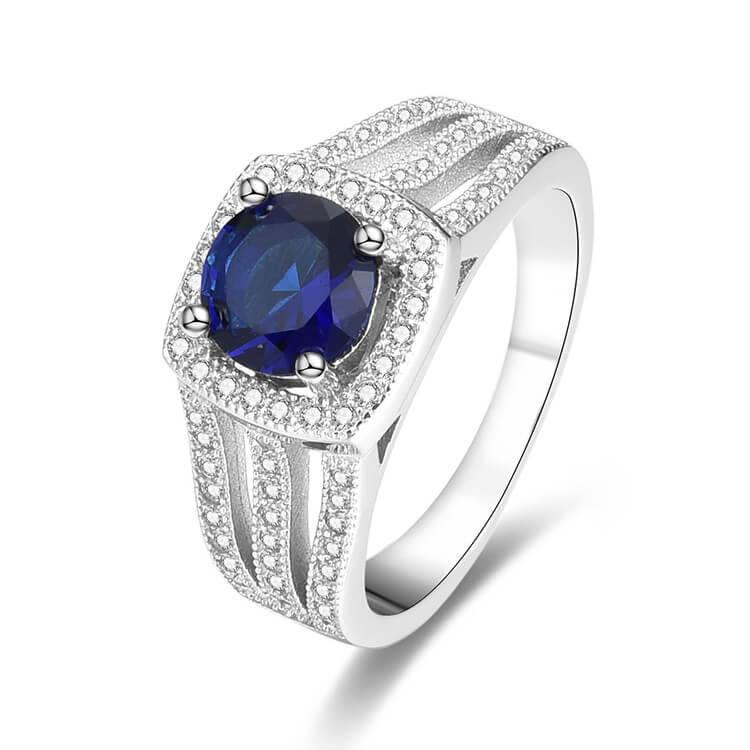 Beneto Stříbrný prsten s modrým krystalem AGG326 58 mm