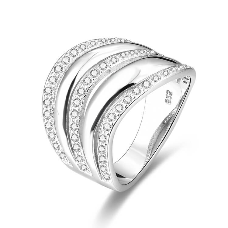 Beneto Stříbrný prsten se zirkony AGG329 56 mm