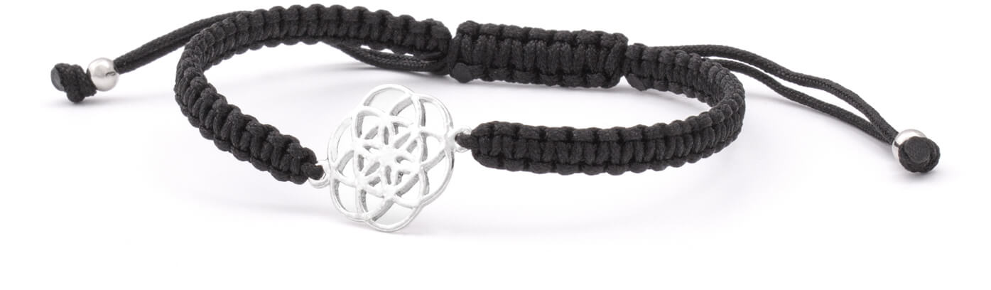 Beneto Exclusive Bracciale cordino nero kabbalah Mandala AGB545