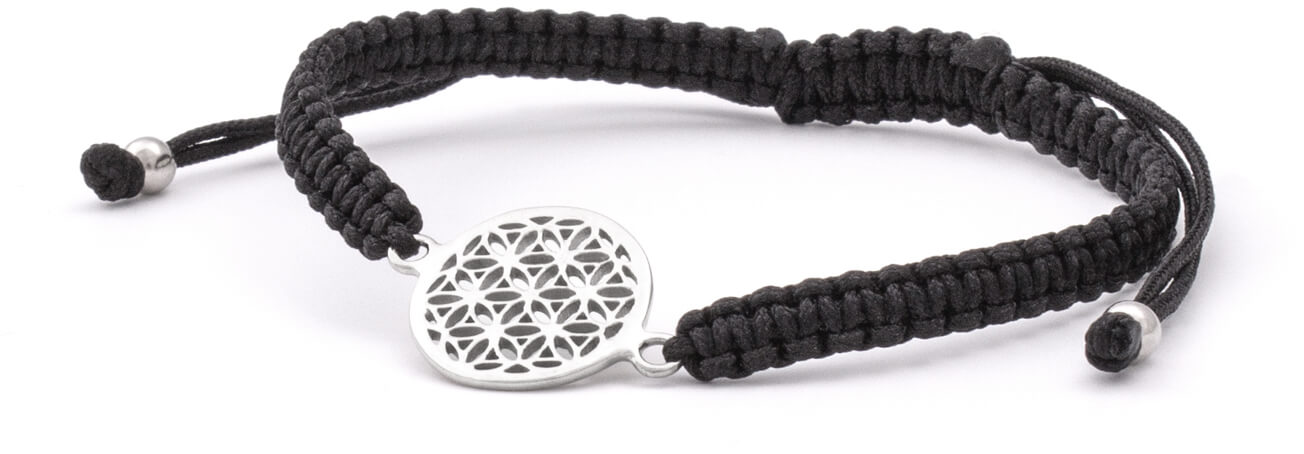 Beneto Exclusive Bracciale cordino nero kabbalah Mandala AGB564