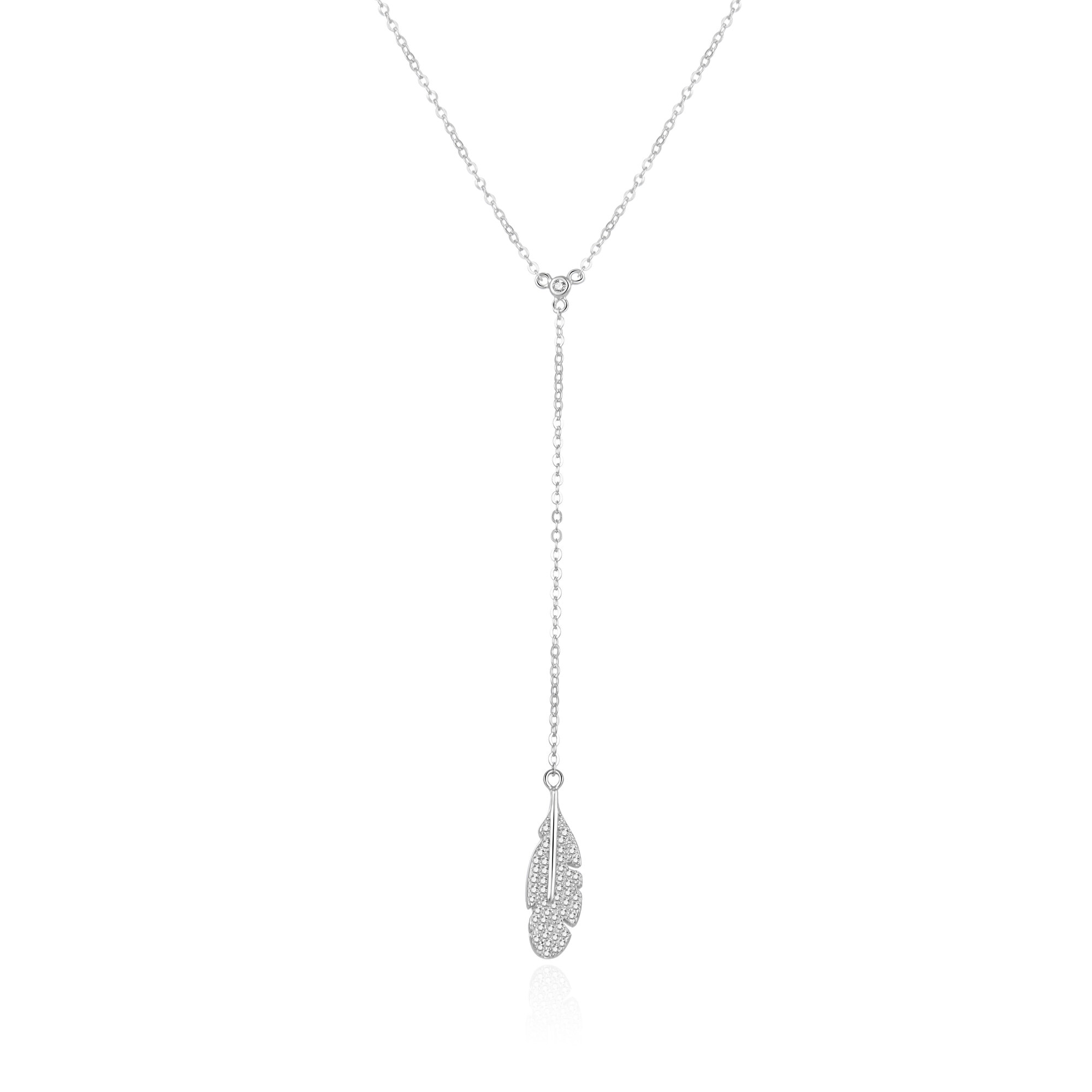 Levně Beneto Stylový stříbrný náhrdelník s peříčkem AGS986/47