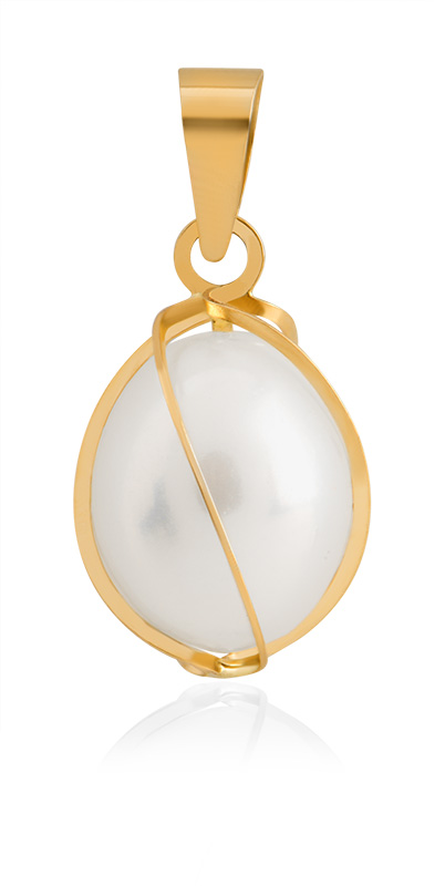 Brilio Elegantní přívěsek ze žlutého zlata s perlou 14/621.651P