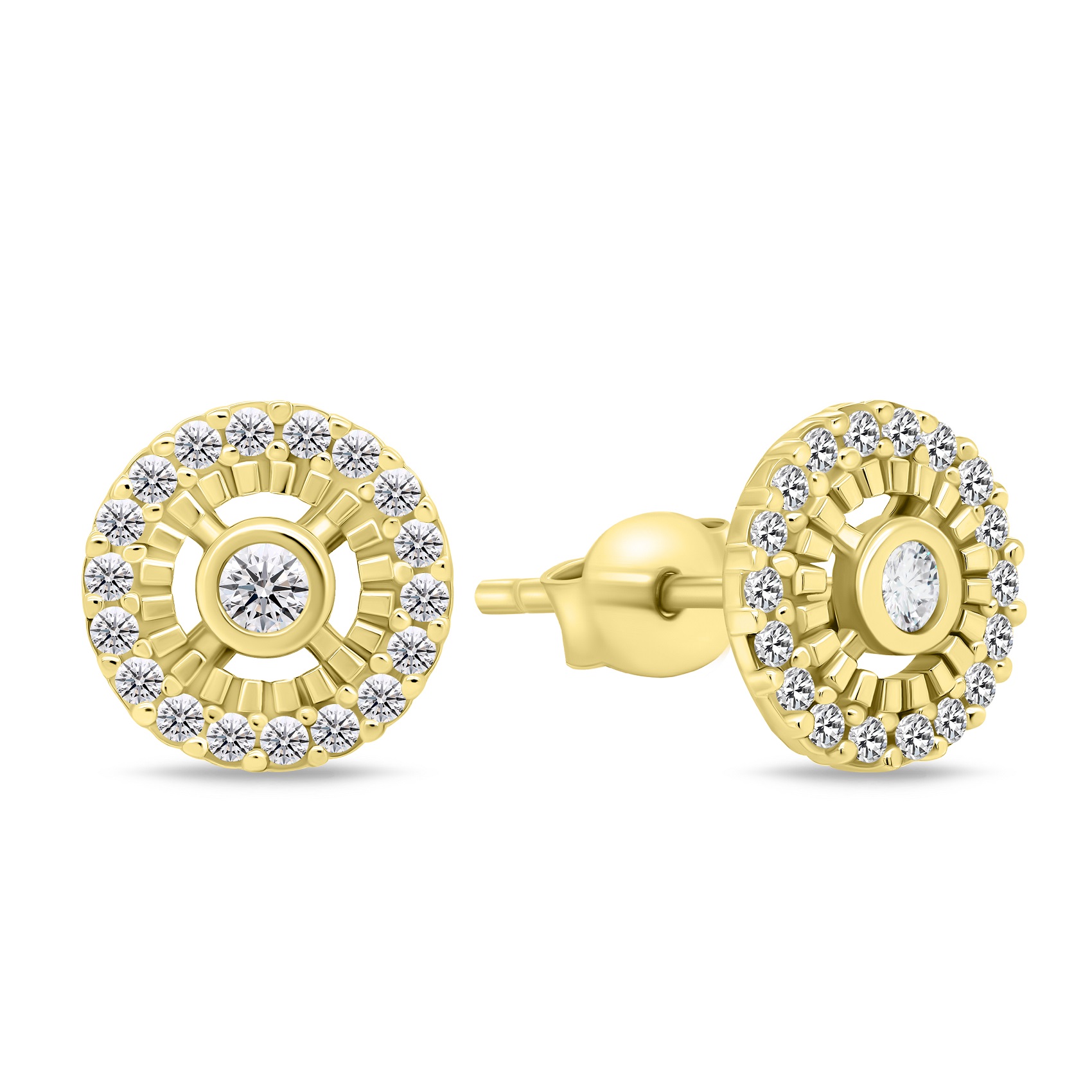 Brilio Gyönyörű sárga arany fülbevalók cirkónium kővel SILVER014_AU_Y