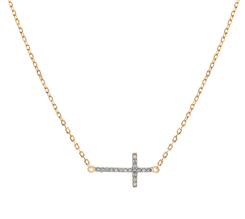 Brilio -  Krásný náhrdelník ze žlutého zlata s křížkem 14/774.402ZIR Esp