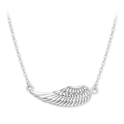 Levně Brilio Něžný náhrdelník z bílého zlata andělské křídlo 279 001 00094 07