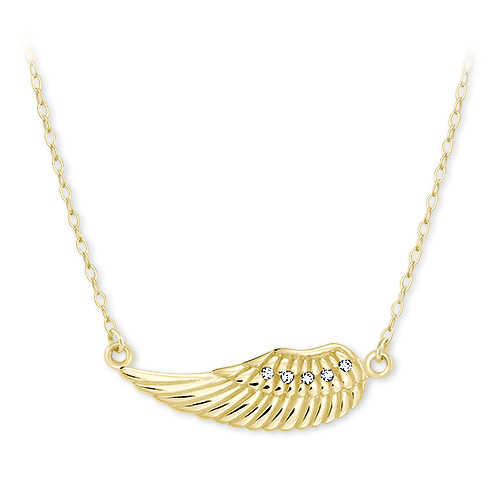 Brilio Něžný náhrdelník ze žlutého zlata andělské křídlo 279 001 00094 00