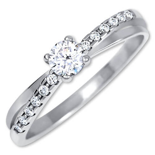 Brilio Pôvabný prsteň s kryštálmi z bieleho zlata 229 001 00810 07 58 mm