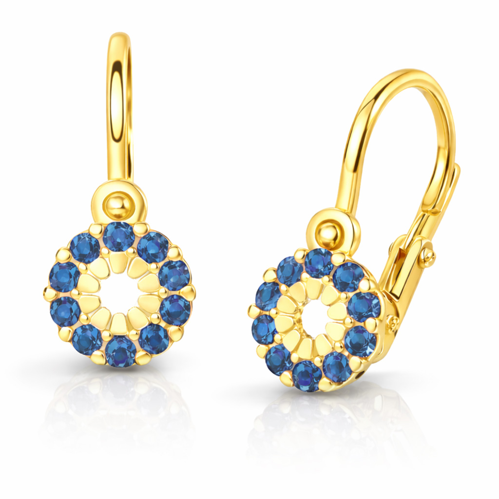 Soliter Detské zlaté náušnice s modrými zirkónmi 239 001 00516