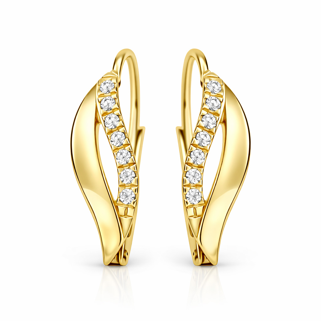 Soliter Elegantné zlaté náušnice s kryštálmi 239 001 00552