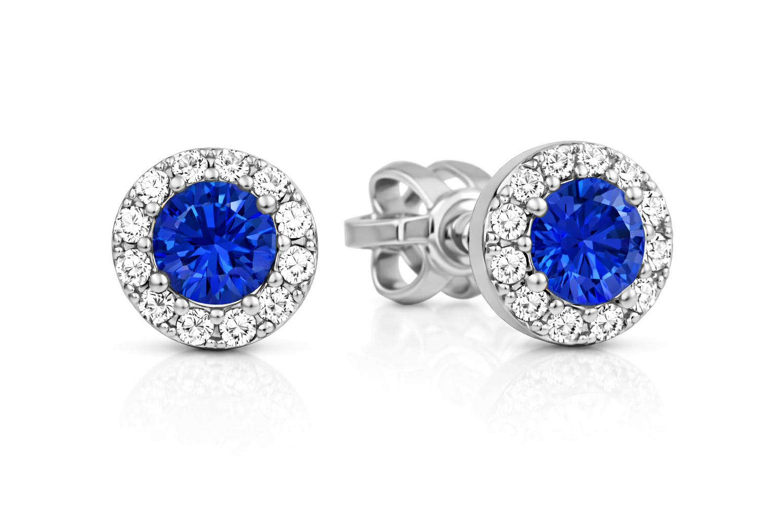 Soliter Zlaté kulaté náušnice s modrým krystalem 239 001 00806 07