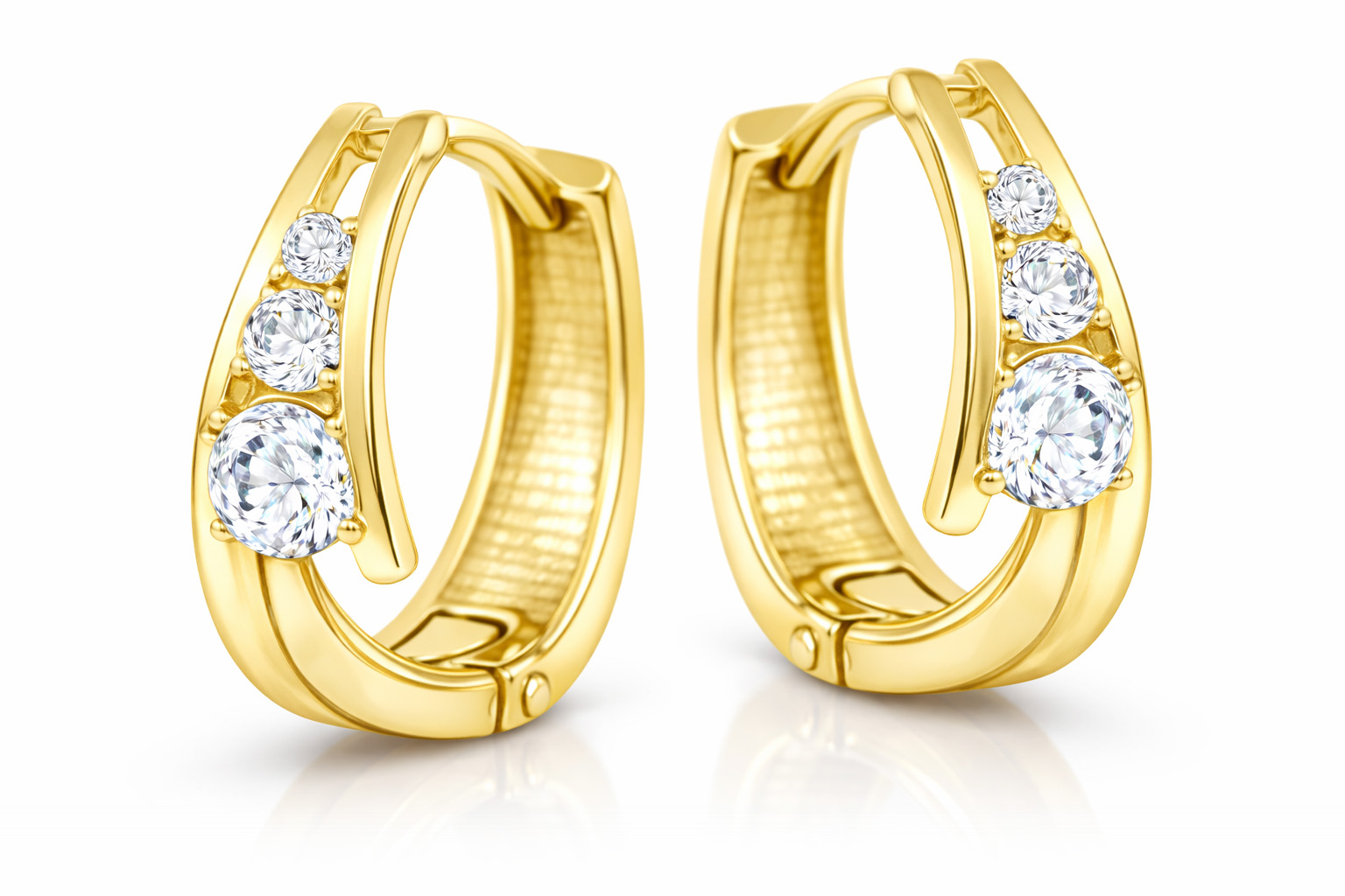 Soliter Zlaté náušnice krúžky so zirkónmi 239 001 00800