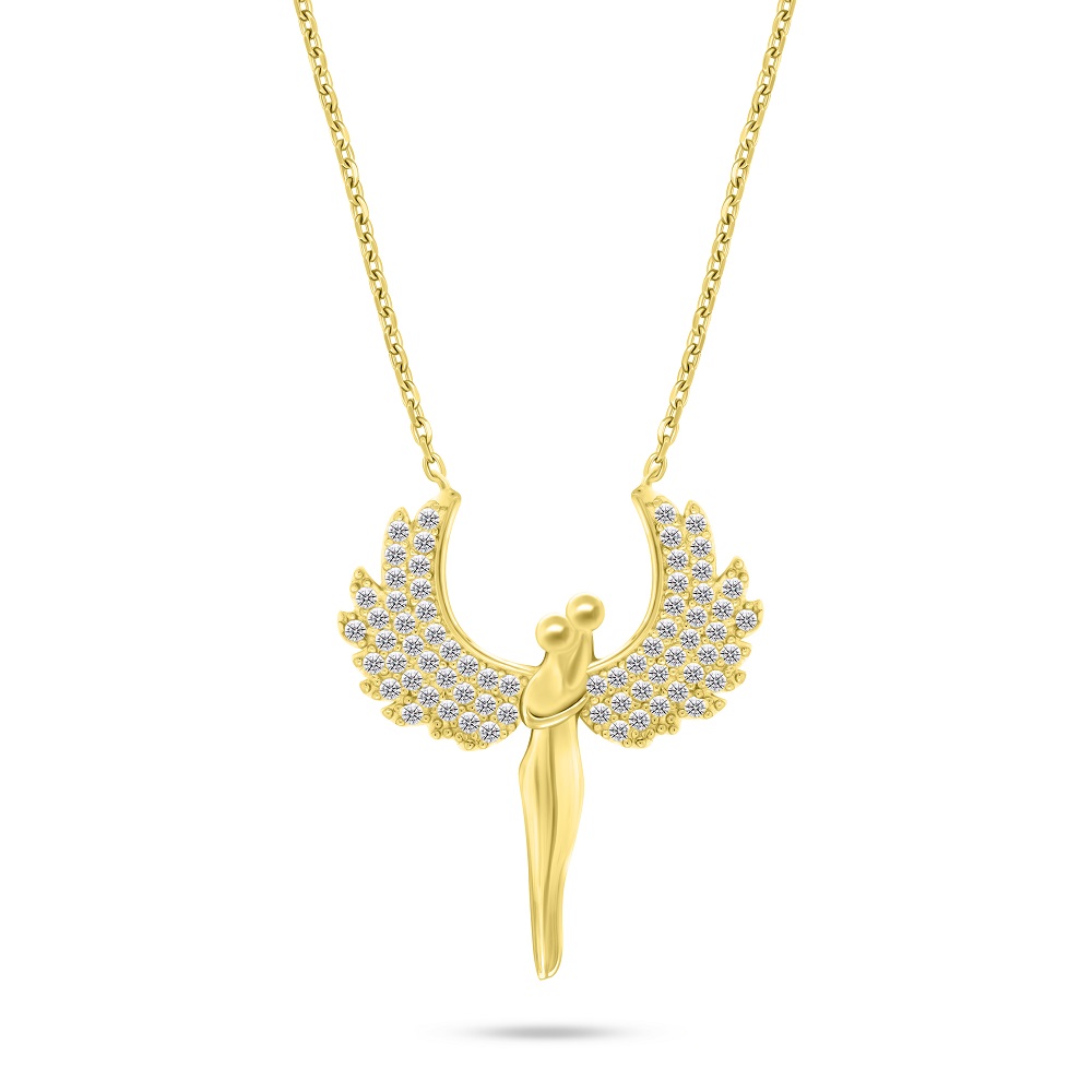 Brilio Silver Blyštivý pozlátený náhrdelník Anjeli so zirkónmi NCL143Y
