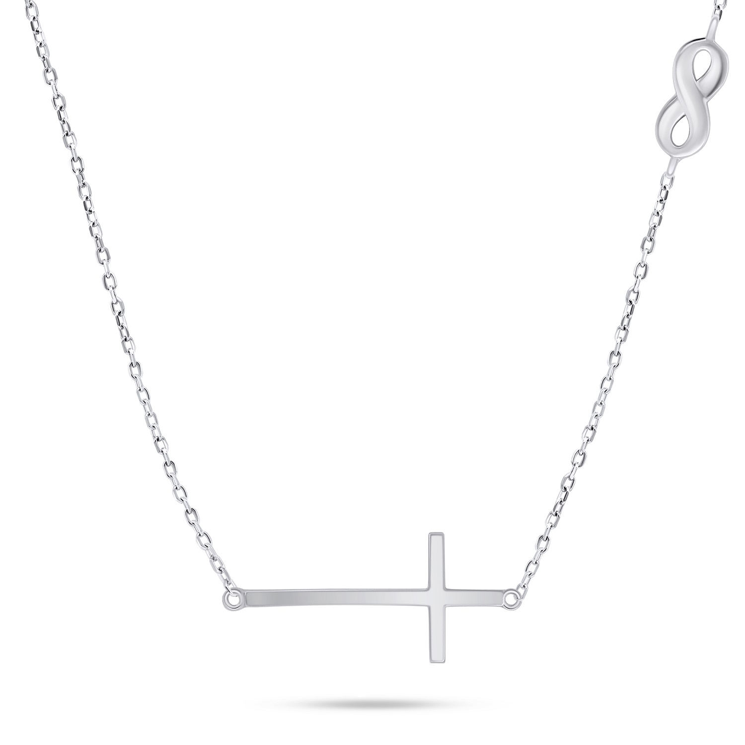 Brilio Silver Dámský stříbrný náhrdelník s křížem NCL89W