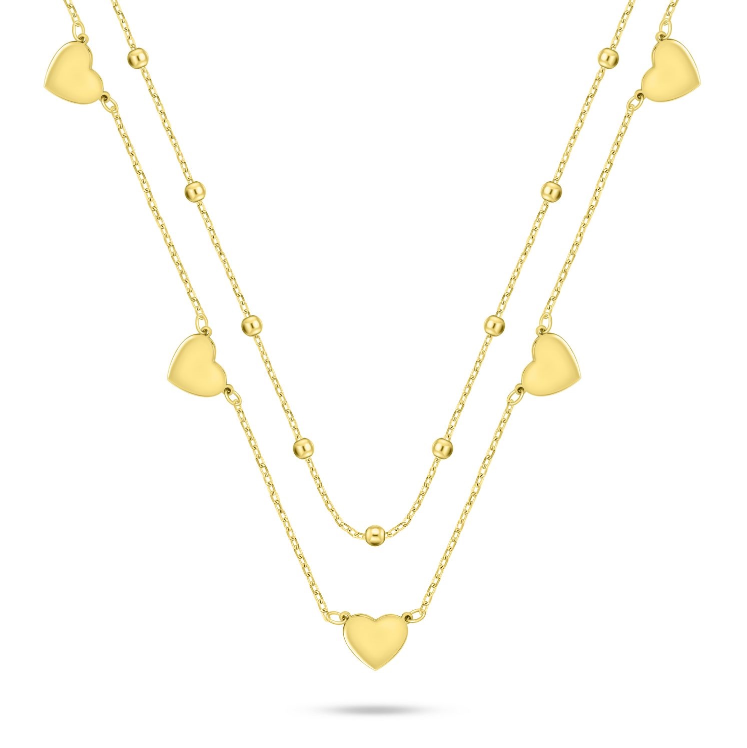 Brilio Silver Dvojitý pozlacený náhrdelník se srdíčky NCL156Y