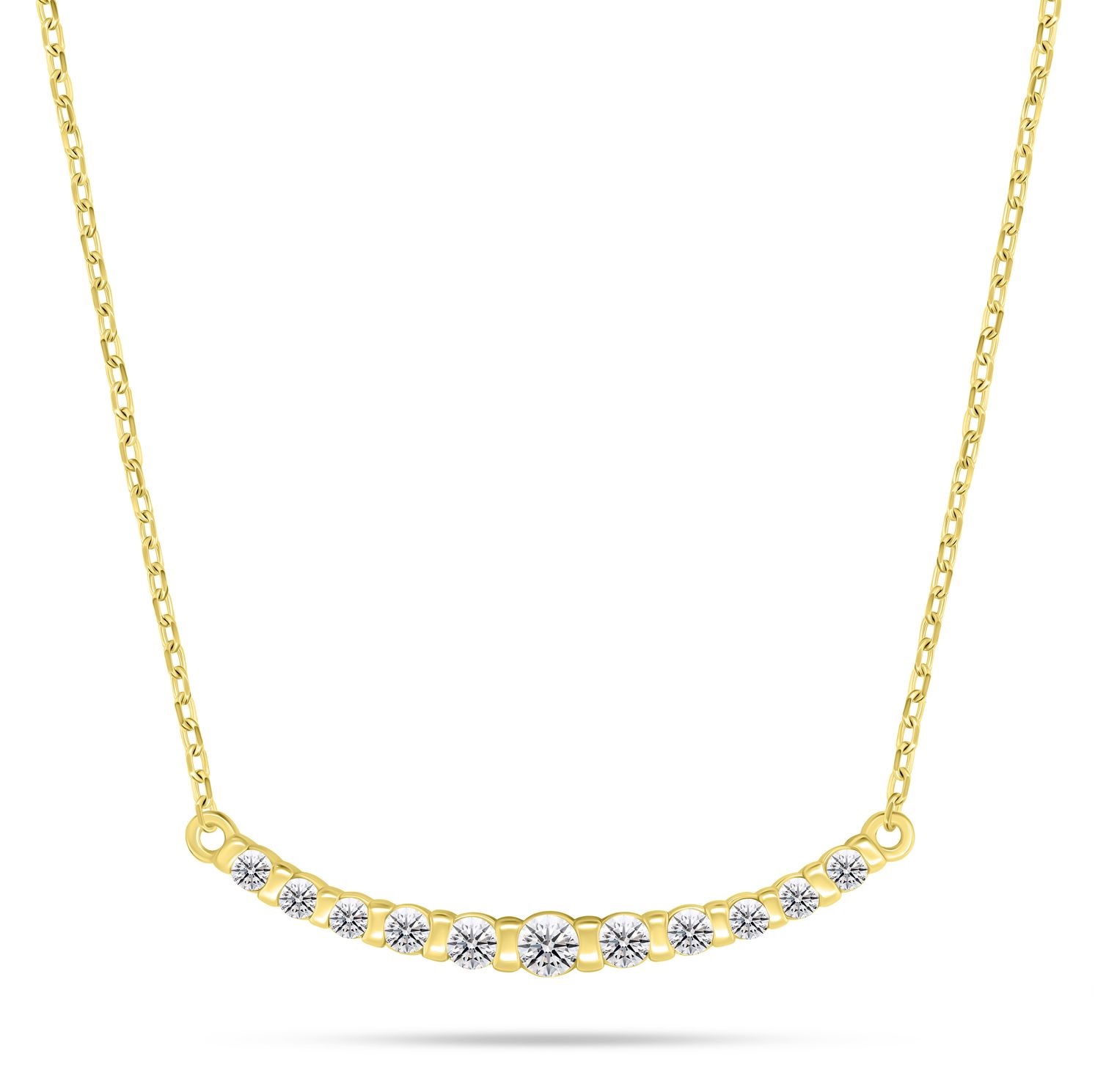 Brilio Silver Elegantní pozlacený náhrdelník s čirými zirkony NCL159Y
