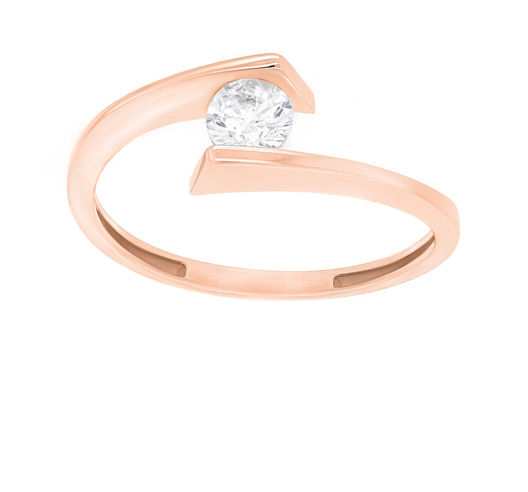 Brilio Silver Elegantní pozlacený prsten se zirkonem SR037R 48 mm