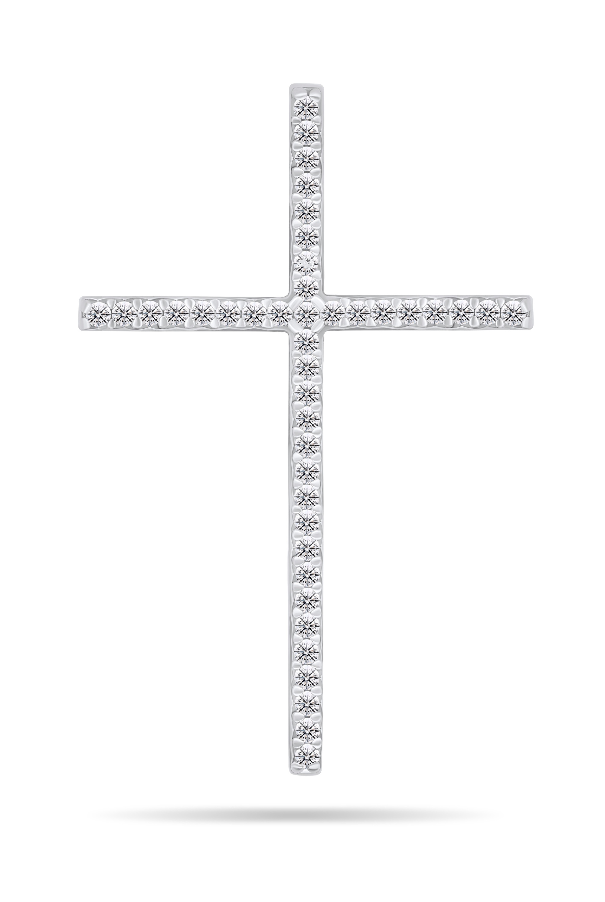 Brilio Silver Elegantní stříbrný přívěsek se zirkony Křížek PT66W