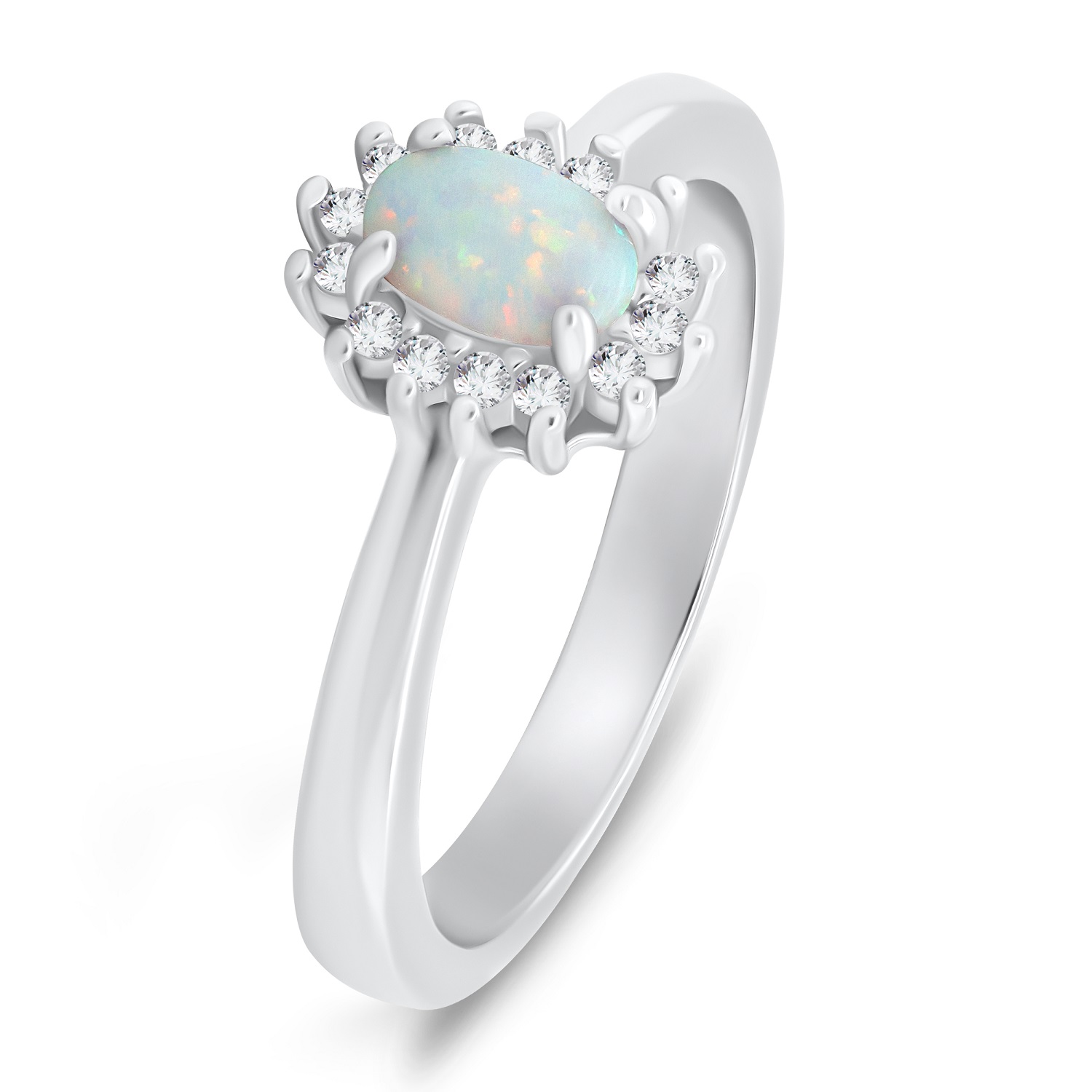 Brilio Silver Elegantní stříbrný prsten s opálem a zirkony RI106W 52 mm