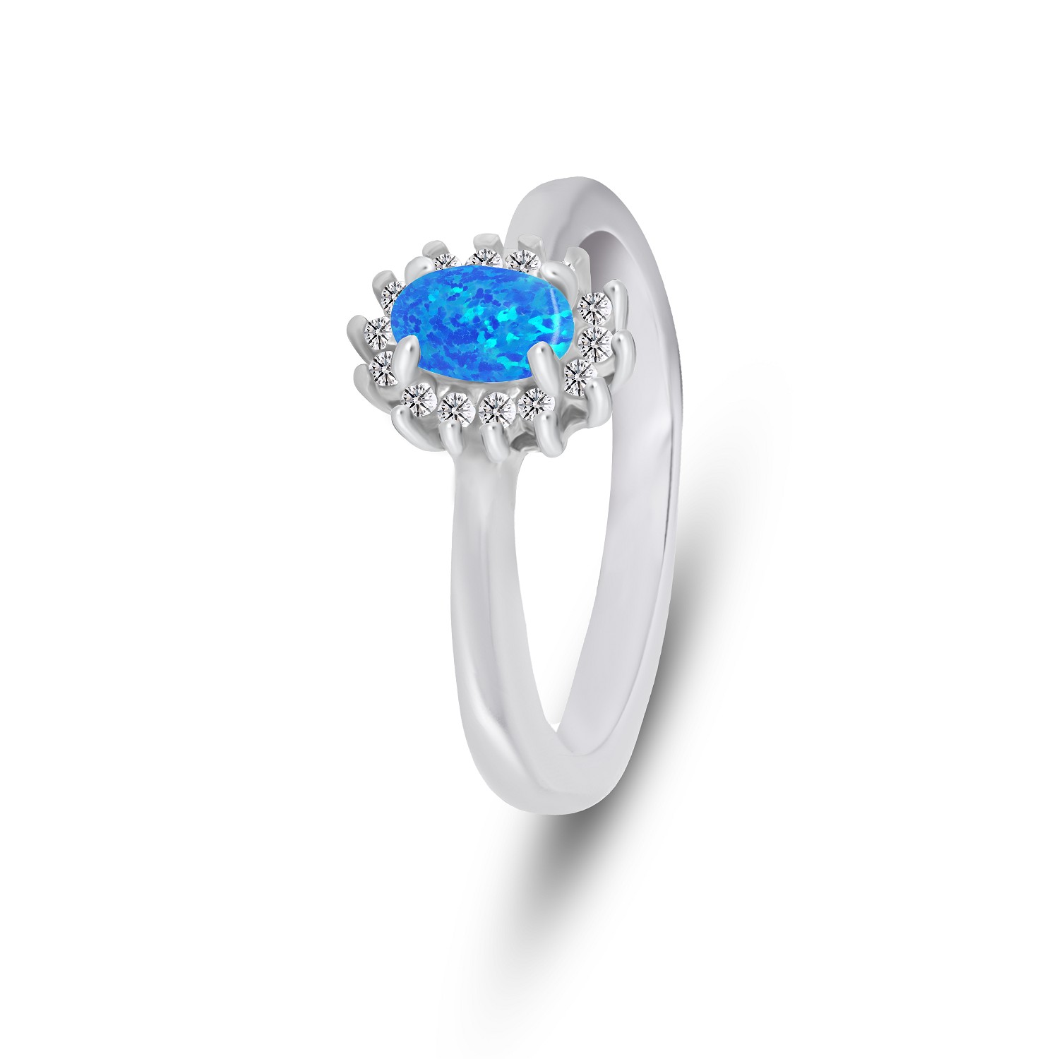 Brilio Silver Elegantní stříbrný prsten s opálem a zirkony RI106WB 52 mm