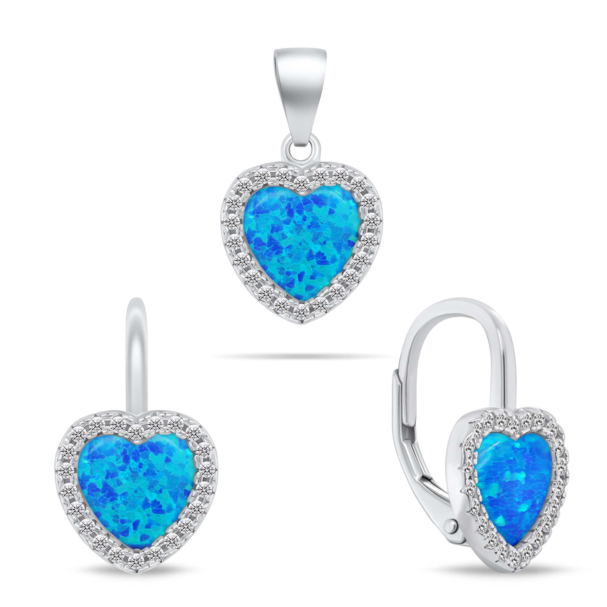 Brilio Silver Srdcový strieborný set šperkov SET299WB (náušnice, prívesok)