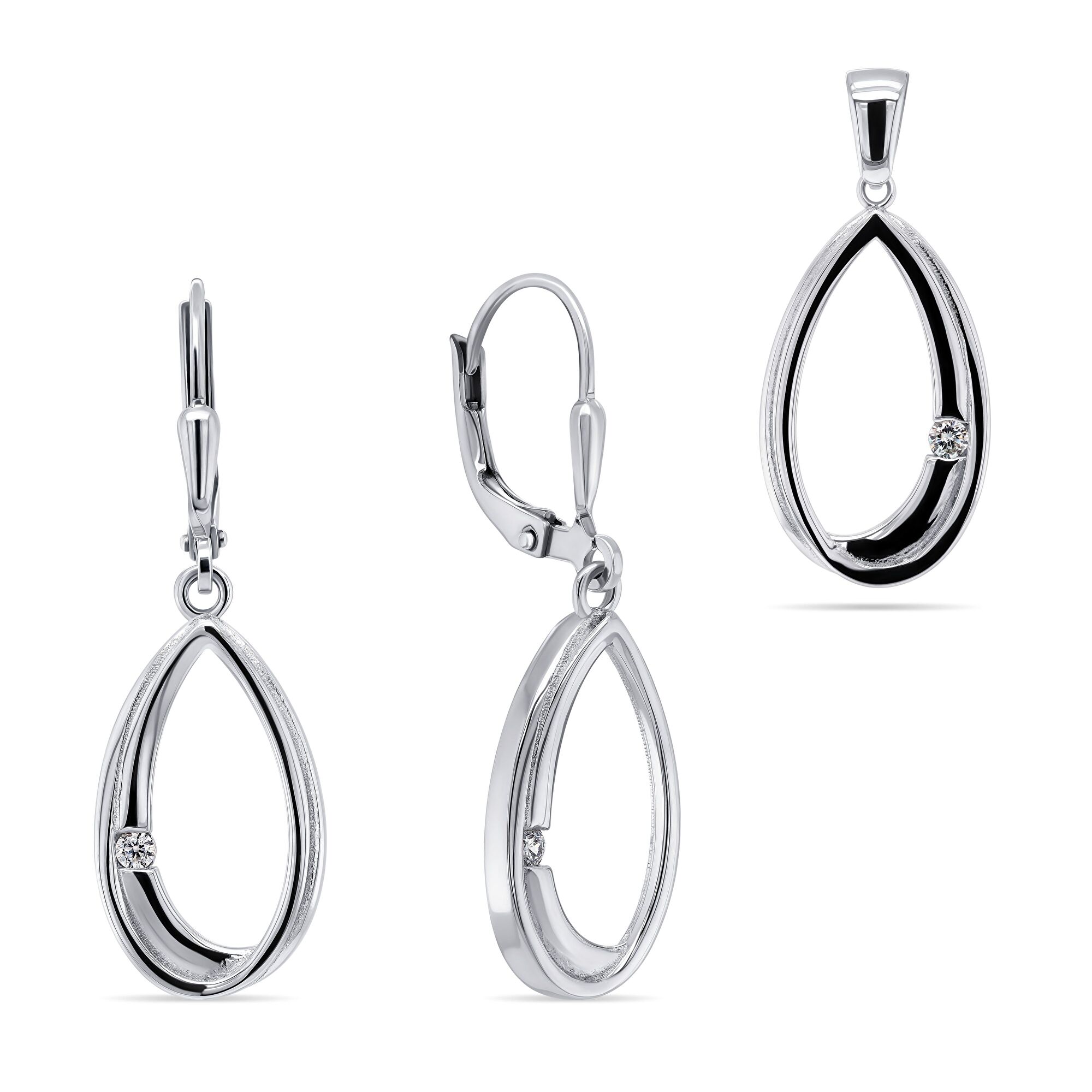 Brilio Silver Elegantní stříbrný set šperků SET203W (přívěsek, náušnice)