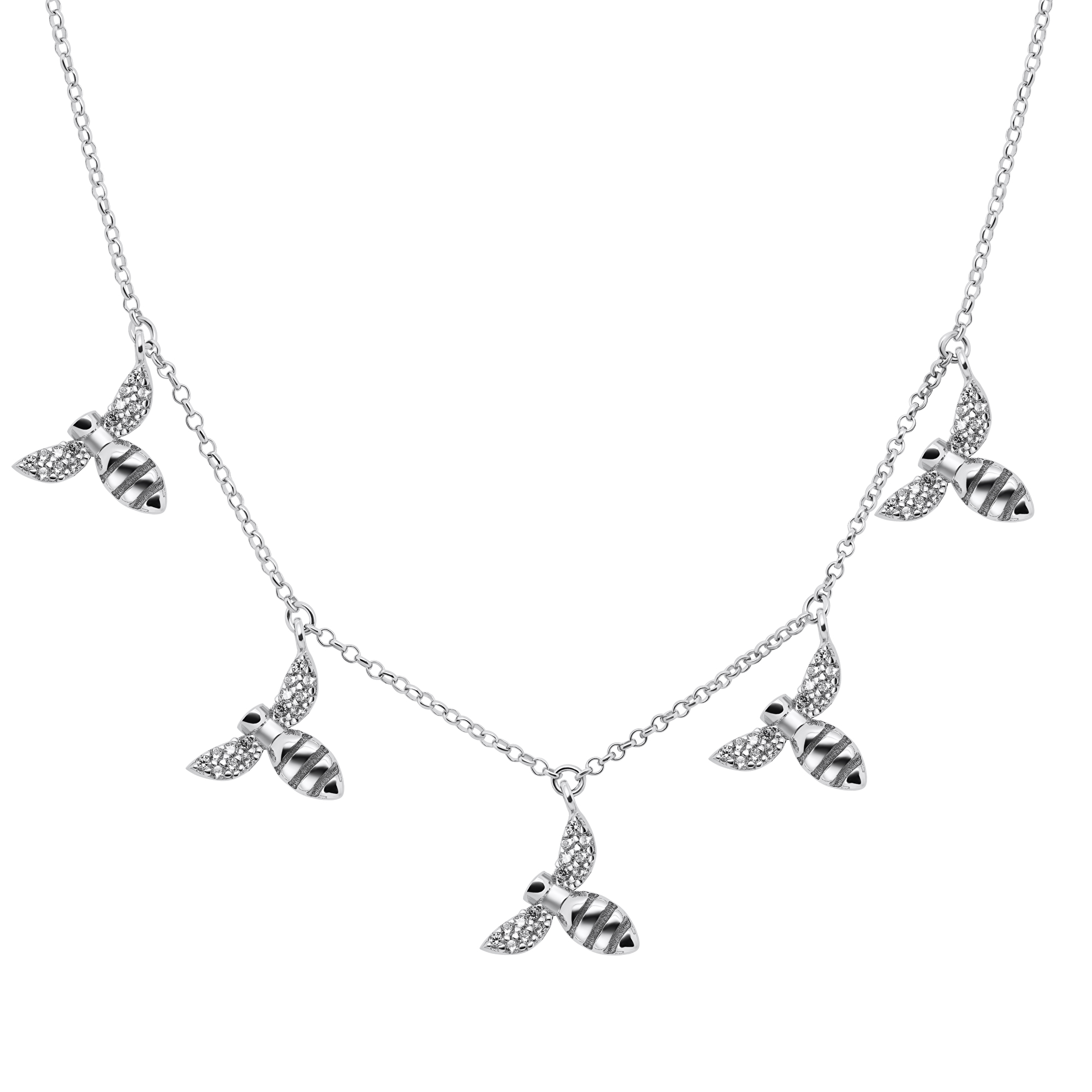 Brilio Silver Hravý náhrdelník ze stříbra s přívěsky NCL17W