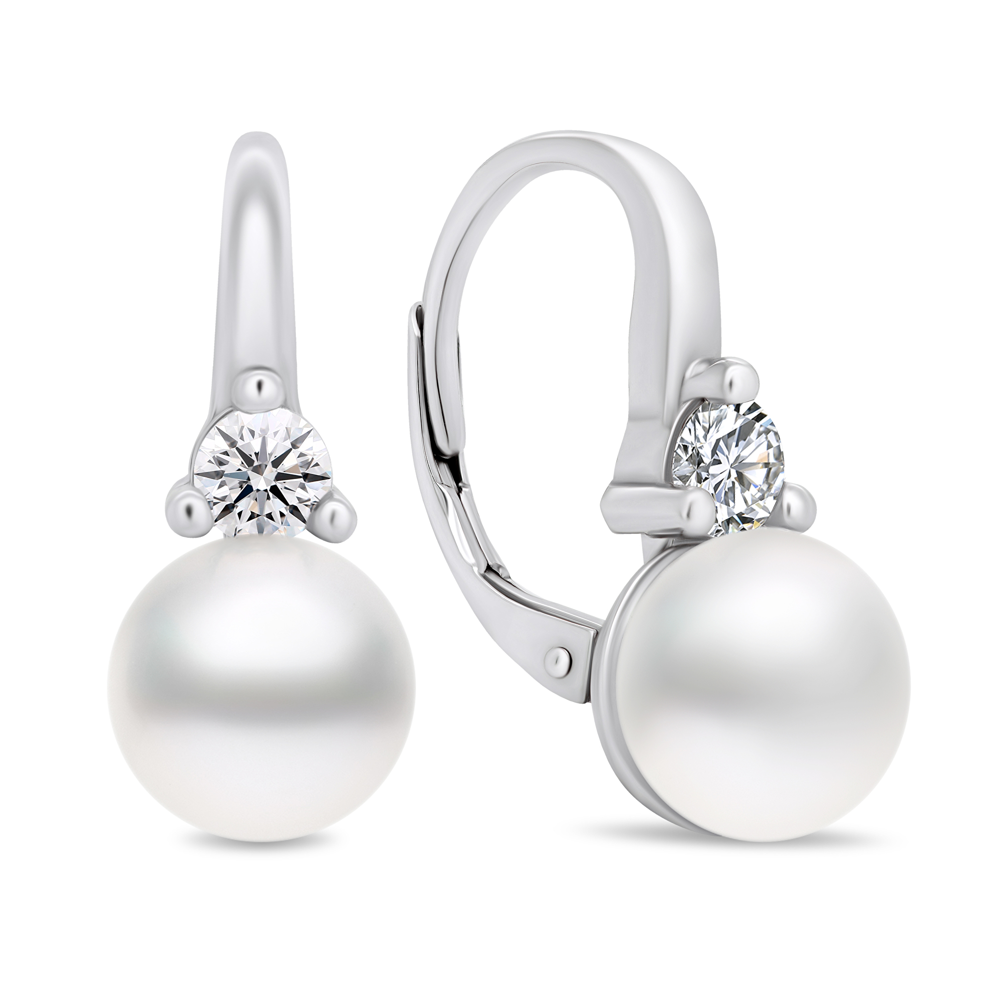 Brilio Silver Jedinečné stříbrné náušnice s perlami a zirkony EA364W