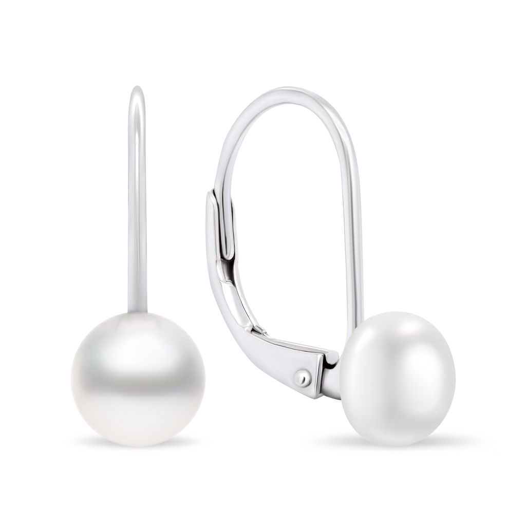 Brilio Silver -  Jemné stříbrné náušnice s pravými perlami EA409W/410/411 0,6 cm