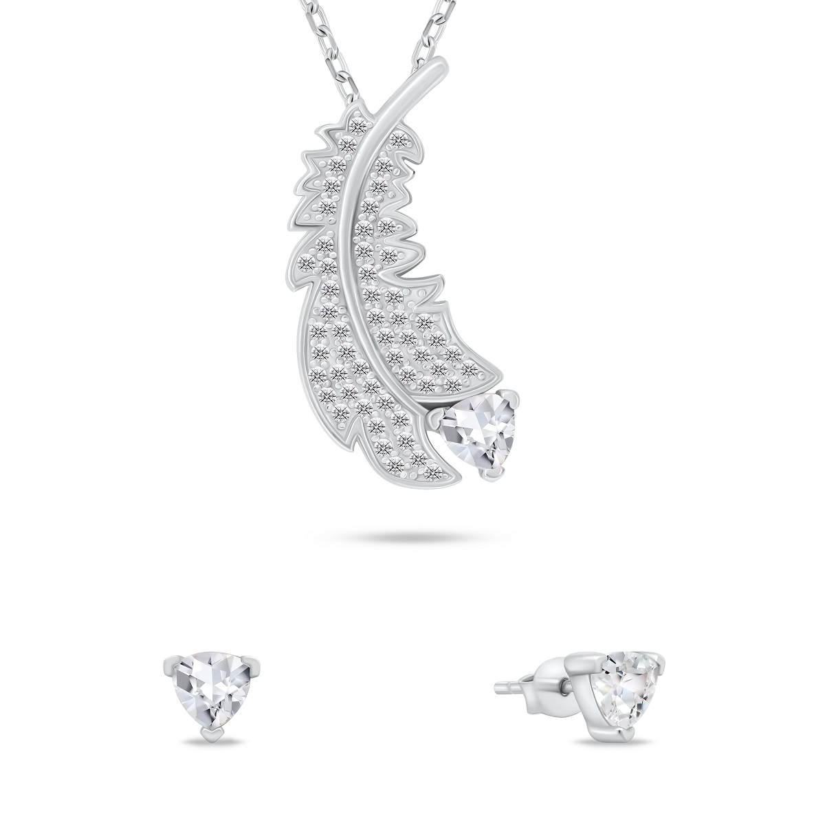 Brilio Silver Jemný strieborný set šperkov so zirkónmi SET242W (náušnice, náhrdelník)
