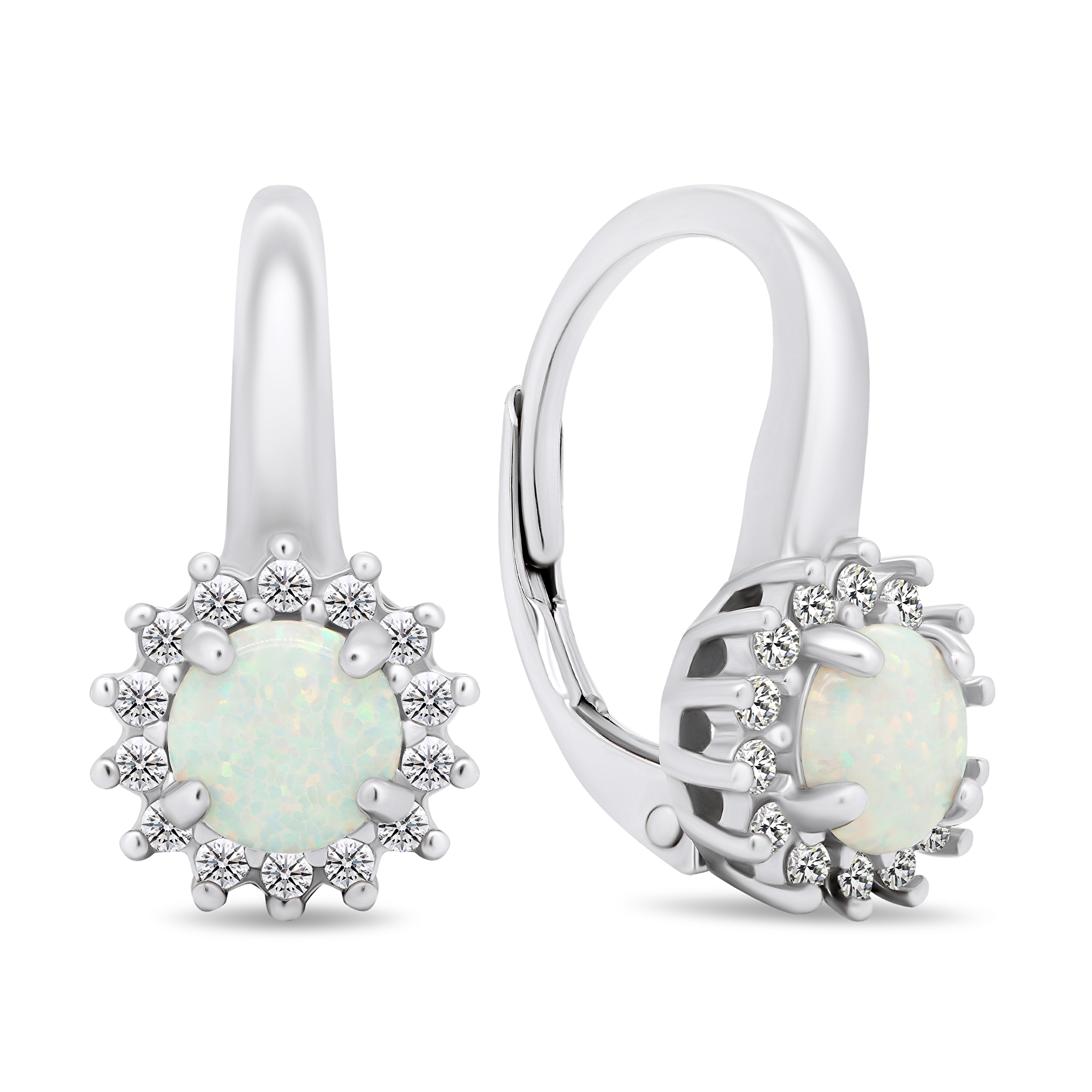 Brilio Silver Gyönyörű ezüst fülbevaló cirkónium kövekkel és opálokkal EA382W