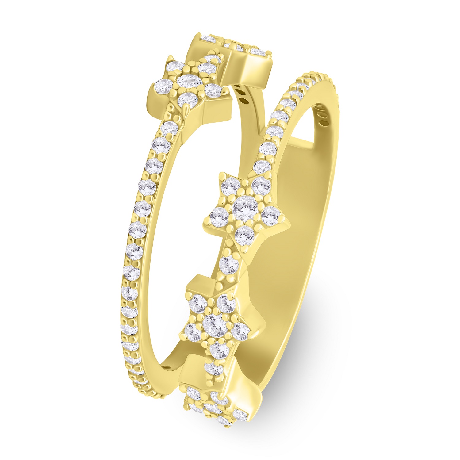 Brilio Silver -  Krásný pozlacený prsten s hvězdami RI095Y 56 mm