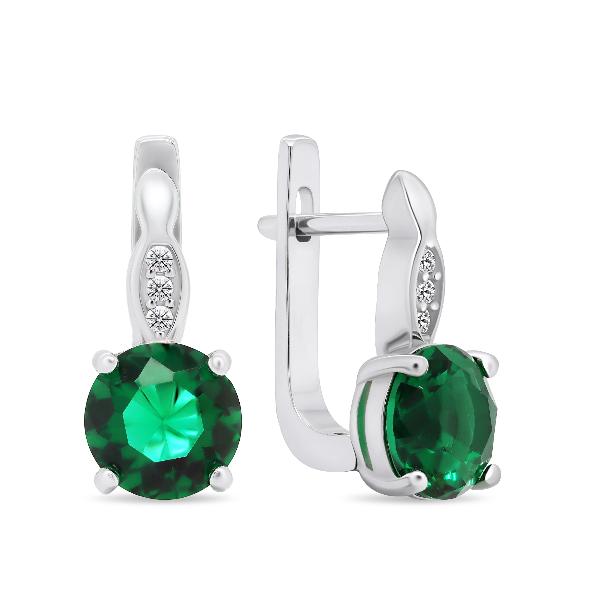 Brilio Silver Luxus ezüst fülbevaló zöld cirkónium kövekkel EA548WG